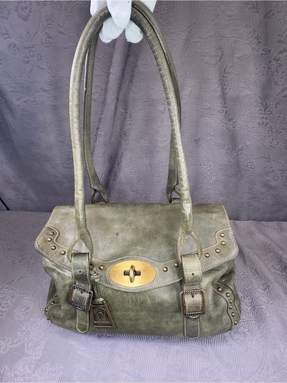 Petusco Handbag Dark Green Genuine Leather Satchel Bag Spanish Horse logo